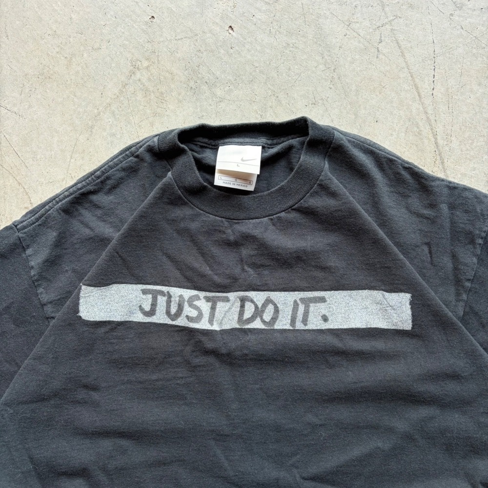 Vintage Nike Just Do It T-Shirt Mens Large Black Tape Graphic Tee